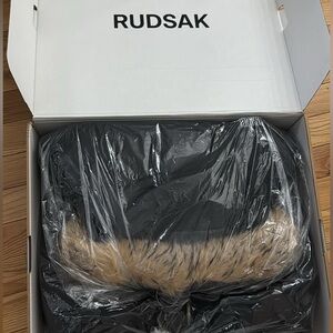 RUDSAK Black Jacket with Brown Fur Trim
